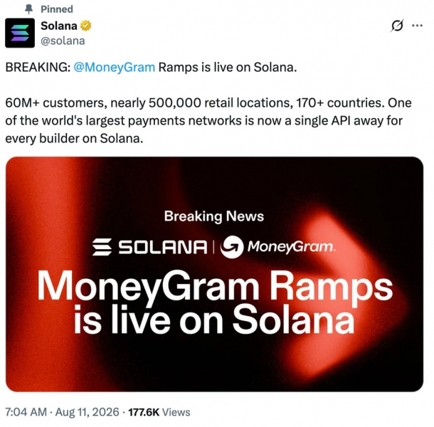 MoneyGram расширила сервис конвертации наличных и криптовалюты на Solana