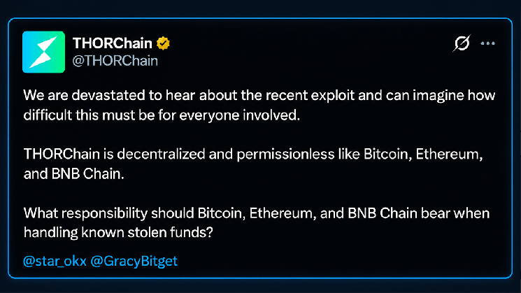Thorchain оказался под прицелом, поскольку взлом Bitget вновь разжег споры вокруг Bybit